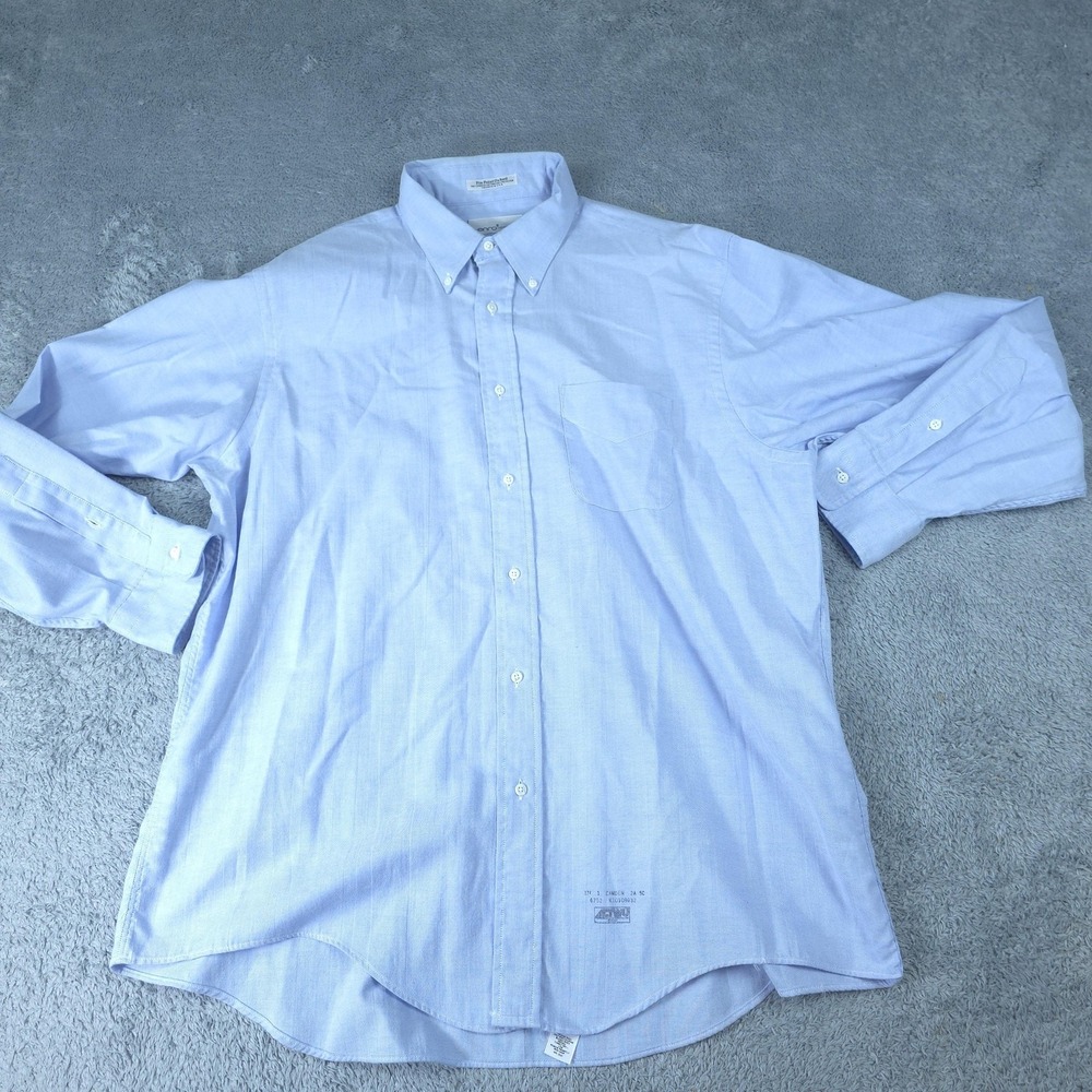 Vintage Enro Shirt Mens 17.5 35 Blue Pinpoint Oxford Button Down Made In USA